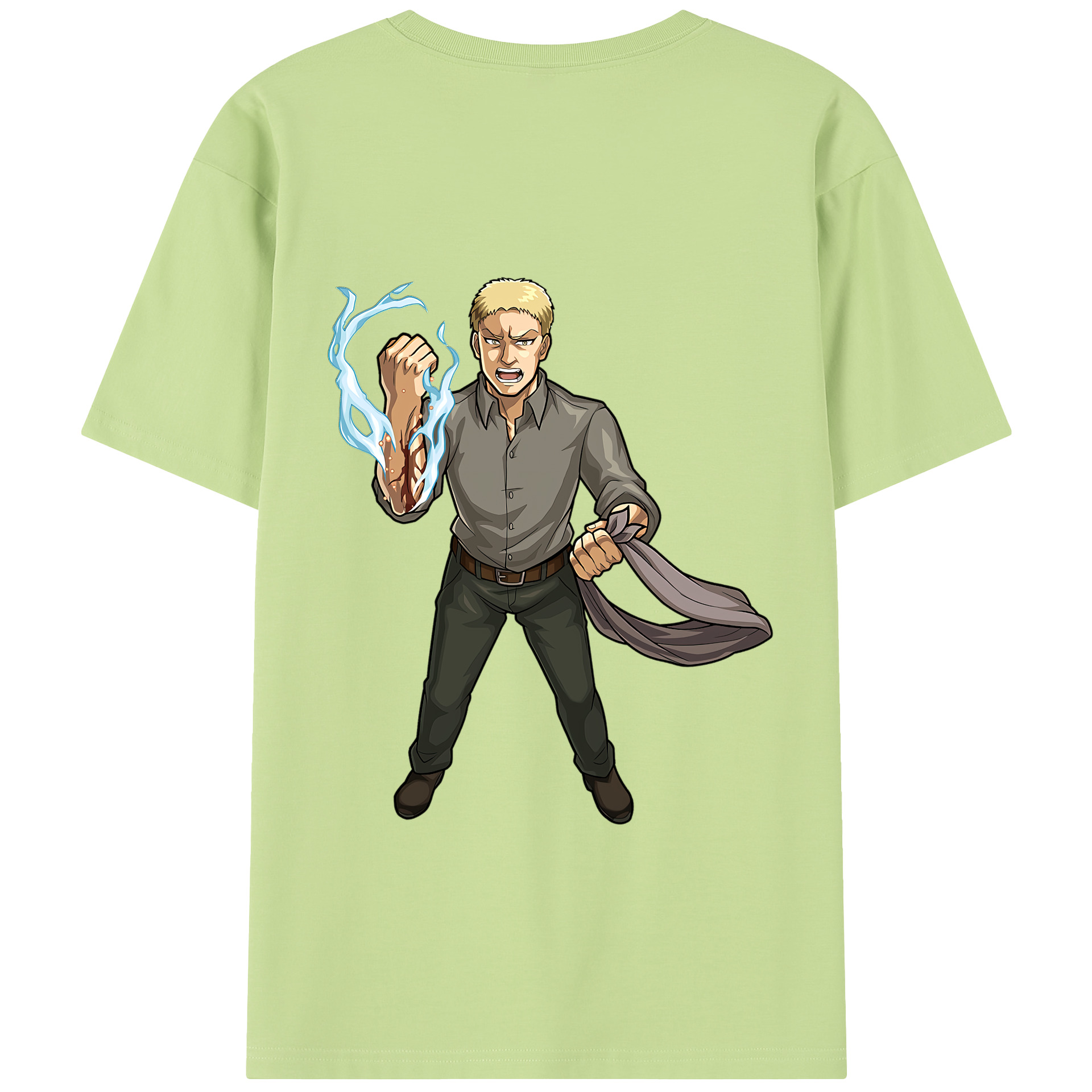 （画像用） 進撃の巨人 ライナー・ブラウン Attack on Titan Reiner Braun 綿100％半袖Tシャツ（背面プリント）